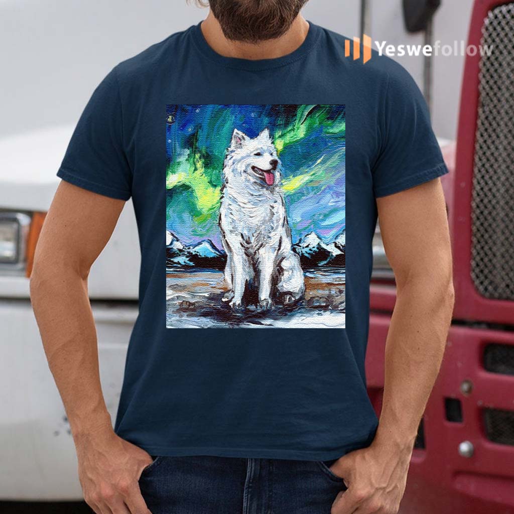 Samoyed Northern Lights Winter Aurora Dog T-Shirt - Yeswefollow