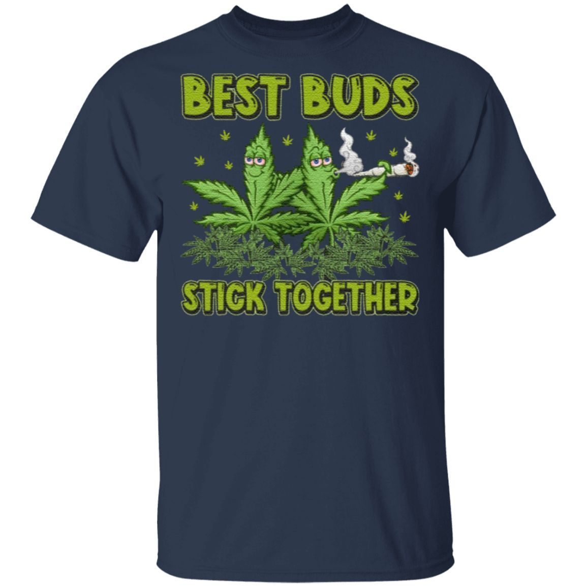 Best Buds Stick Together Trippy Pot Leaf T-Shirt