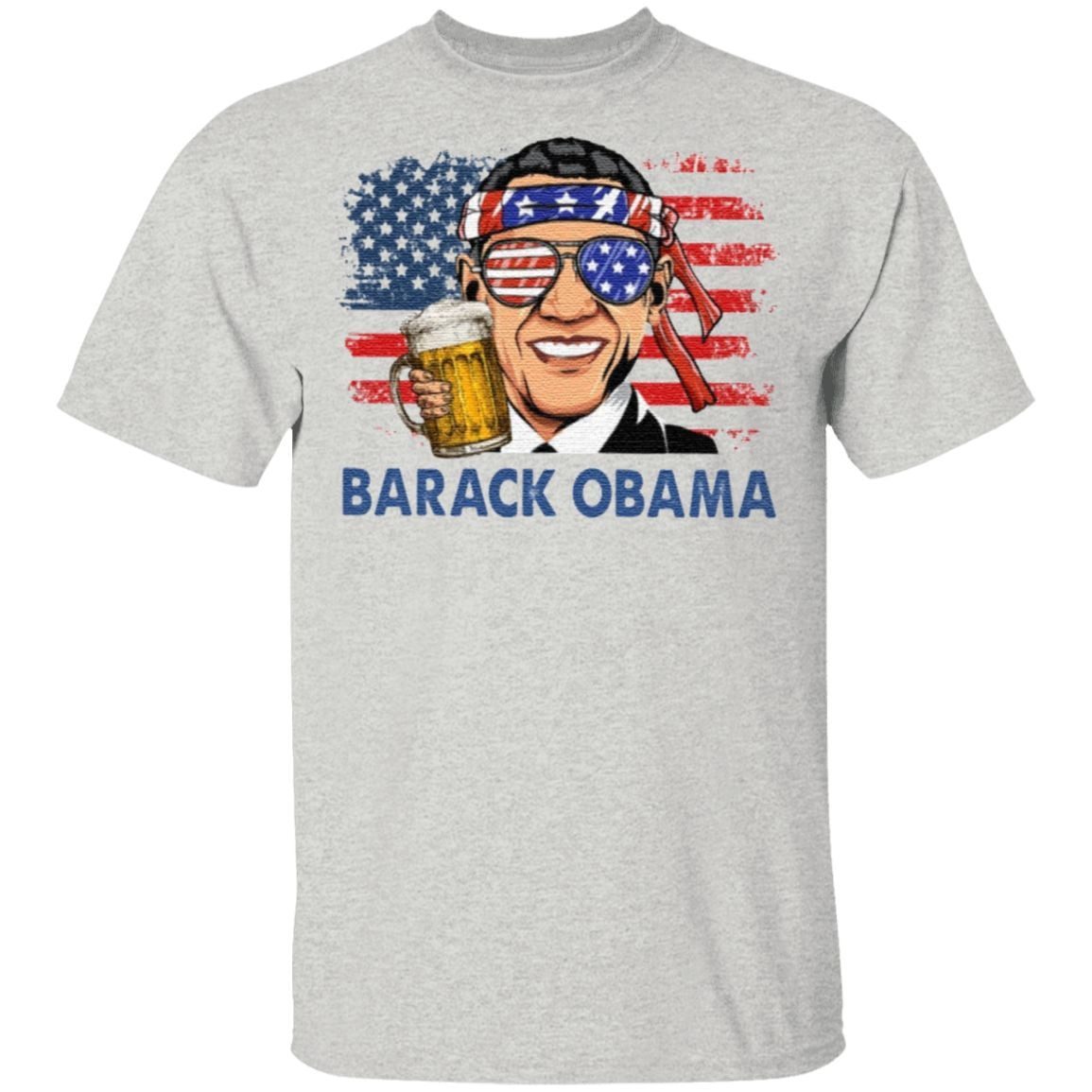 Barack Obama Hold Beer American Flag T Shirt
