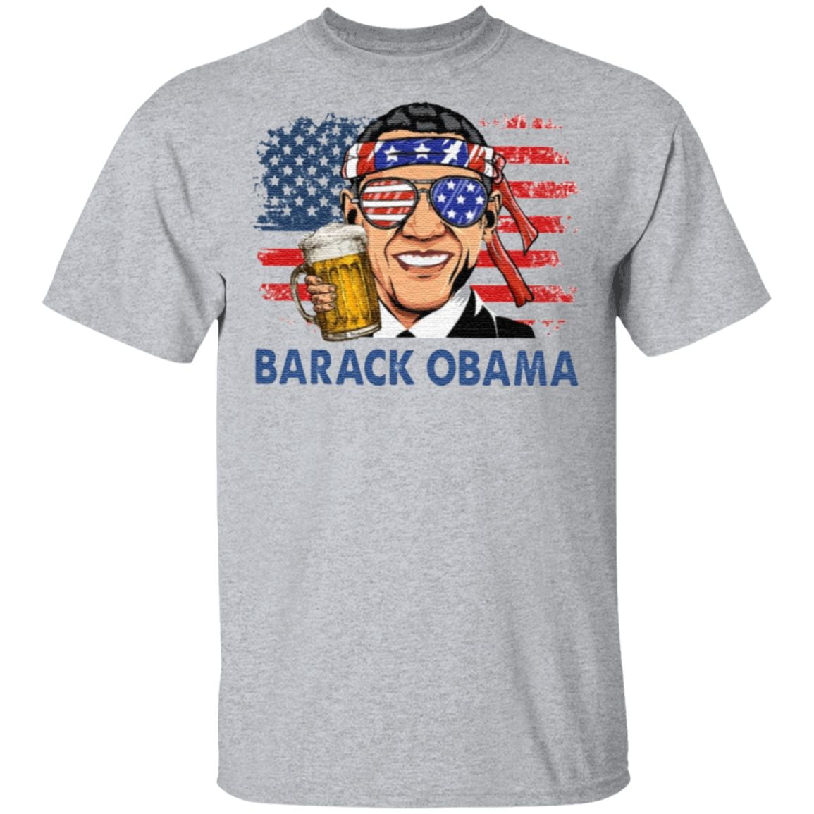 Barack Obama Hold Beer American Flag T Shirt
