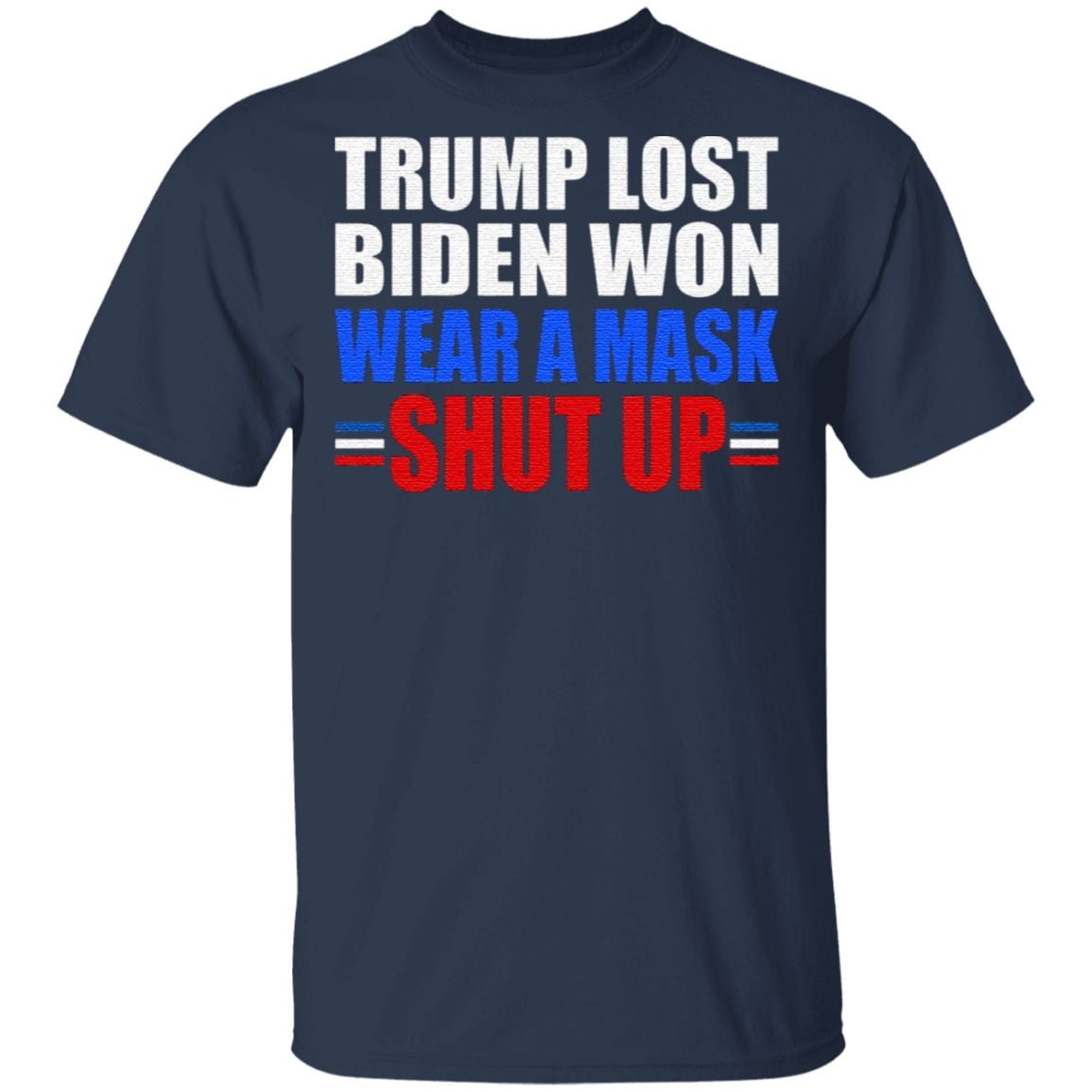 Trump Lost Biden Won Wear a Mask Shut Up T-Shirt