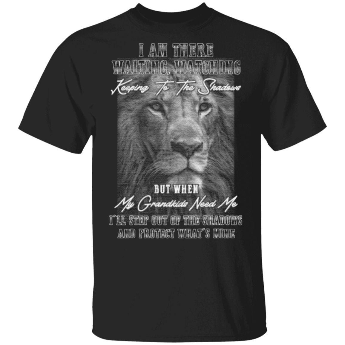 When My Grandkids Need Me I’ll Step Out Of The Shadows And Protect What’s Mine Print On Back Only T-Shirt