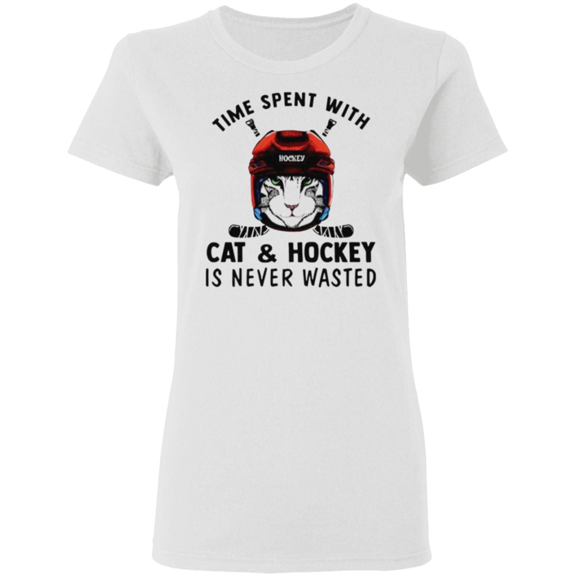 Time spent with cat and hockey is never wasted T shirt