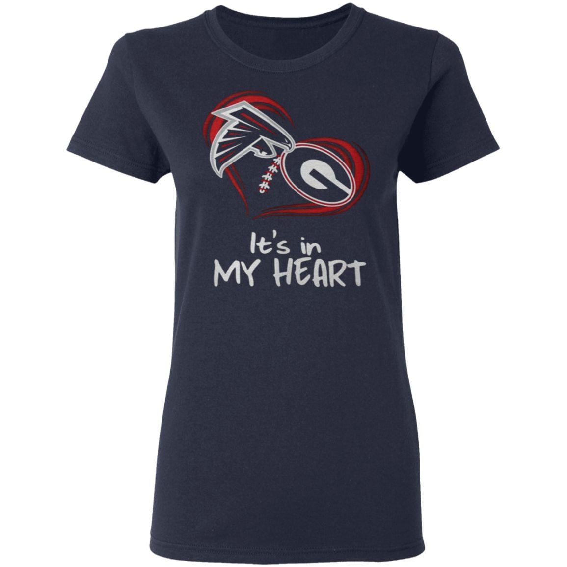 Atlanta Falcons And Georgia Bulldogs Football Its In My Heart Valentines Day t shirt