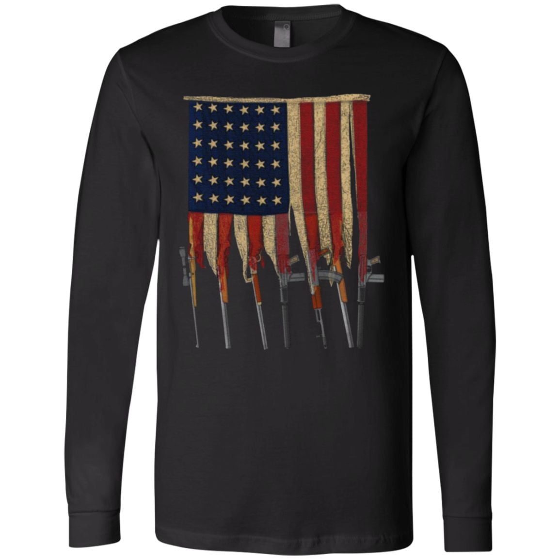 American Gun Flag Rifles Flag Print On Back T-Shirt
