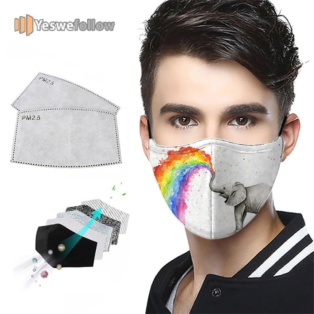 Colorful Rainbow Elephant Animal Lover Gifts Washable Face Mask Colorful Rainbow Elephant Animal Lover Gifts Washable Sport Mask