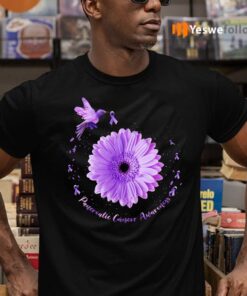 Hummingbird Purple Sunflower Pancreatic Cancer Awareness T-Shirts