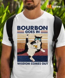 Tuxedo Cat Bourbon Goes in Wisdom Comes Out Vintage T-Shirts