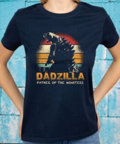 Dadzilla Father Of The Monsters Retro Vintage Sunset Shirt