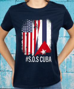 Half American Cuban Flag Sos Cuba Vintage men women T-Shirt