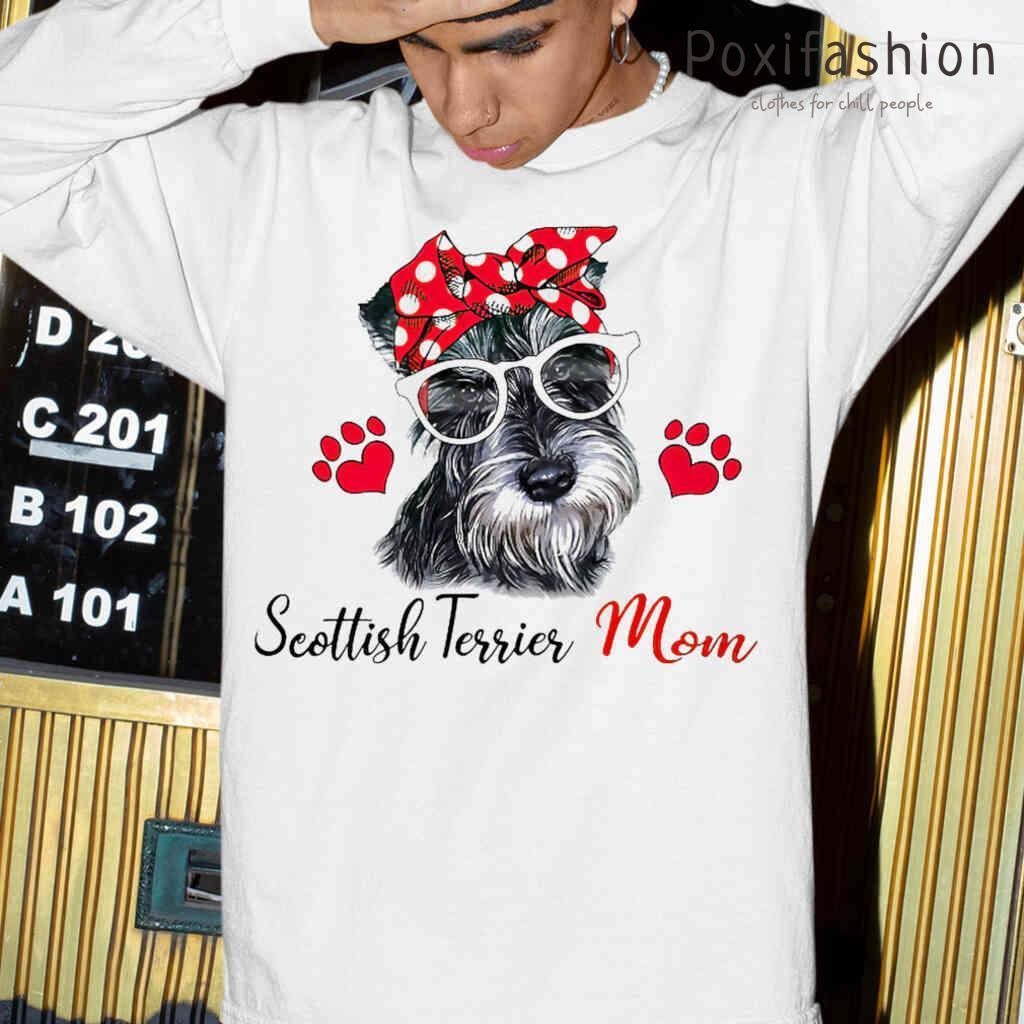Scottish Terrier Mom Red Bandana Tshirts White