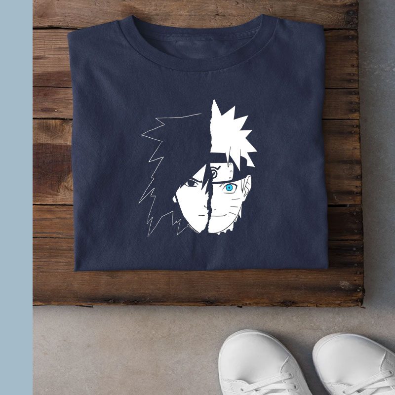 Naruto Shippuden Naruto Sasuke Split Face Pullover T-Shirts