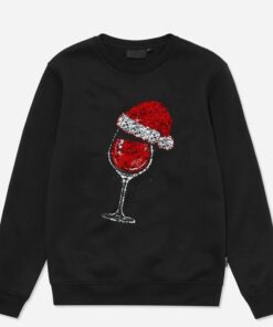 Wine Glasses Santa Hat Christmas Funny Wine Lovers Xmas T-Shirt