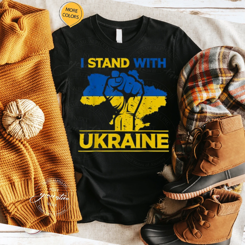 I Stand With Ukraine Supporting Ukraine Flag Fist Ukrainian TShirts ...