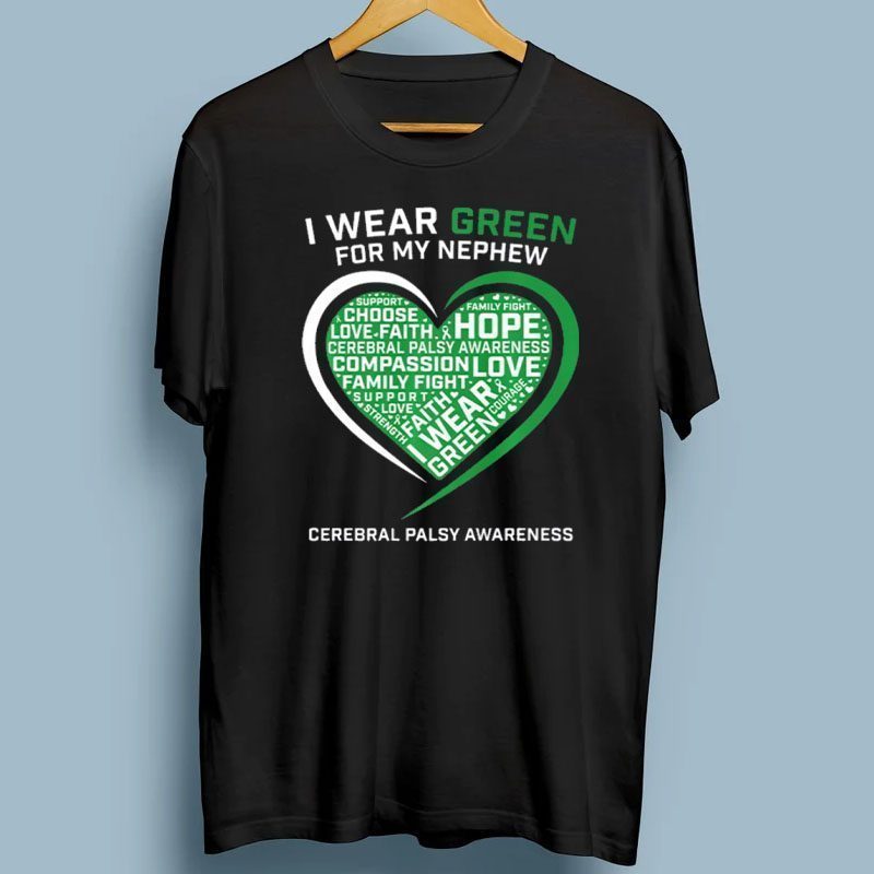 Aunt Uncle Green Ribbon Gift Nephew Cerebral Palsy Awareness Premium Shirt