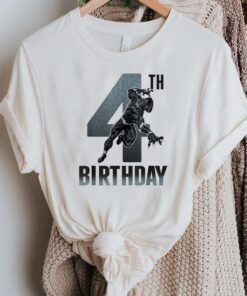Black Panther Birthday - Action Pose 4th Birthday Shirt