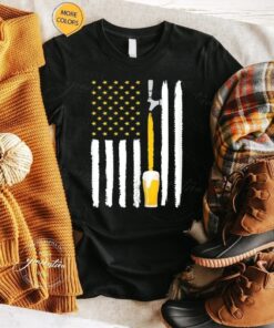 Womens Beer T-Shirt Craft Beer American Flag USA TeeShirt