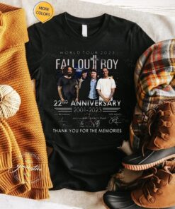 World Tour 2023 Fall Out Boy 22nd Anniversary 2001 – 2023 Thank You For The Memories Signatures TShirt