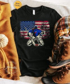 Hockey Goalie T-Shirt Vintage Ice Hockey USA Flag Shirts