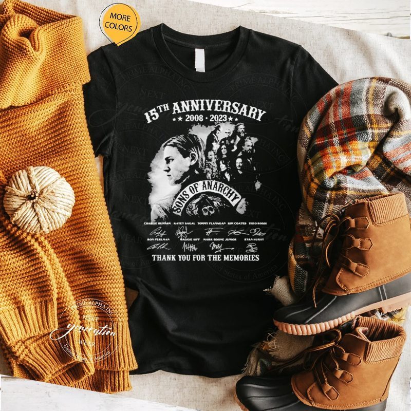 Son Of Anarchy 15th Anniversary 2008 – 2023 Thank You For The Memories Signatures TShirt