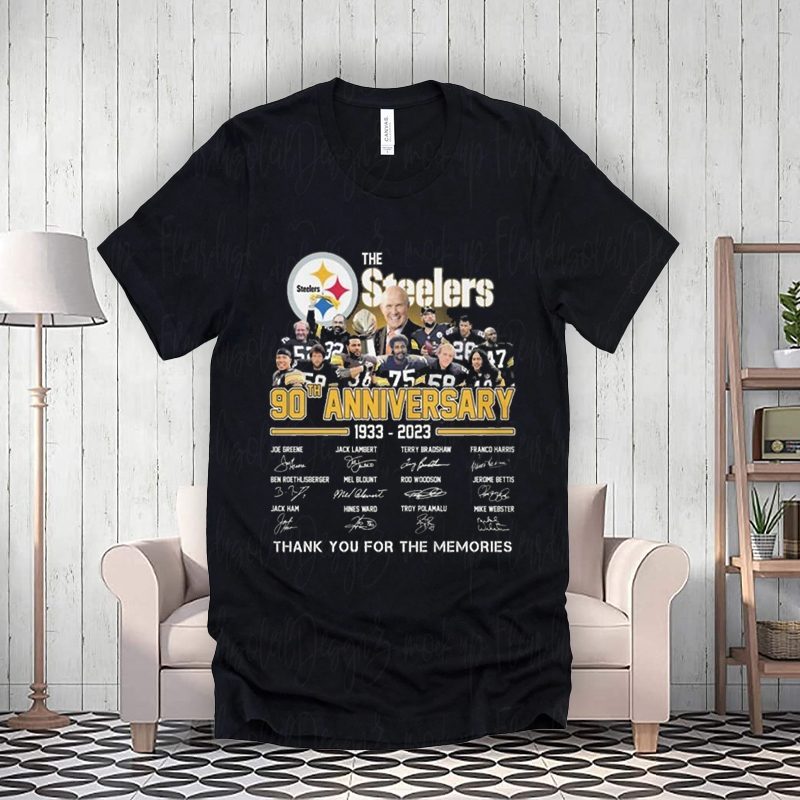 The Steelers 90th Anniversary 1933-2023 Thank You For The Memories Signatures tee-shirts