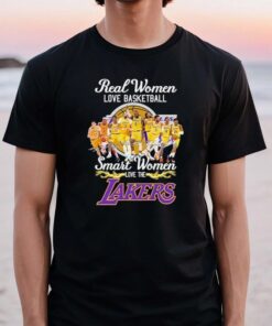 2023 Real women love basketball smart women love the Los Angeles Lakers light signatures tshirt