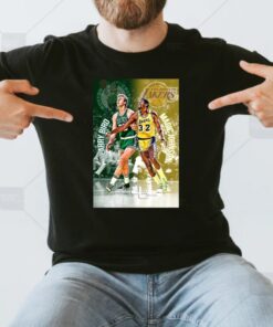 Boston celtics vs los angeles Lakers larry bird and magic johnson t shirts