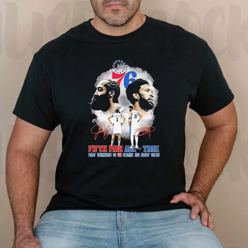 Philadelphia 76ers James Harden And Joel Embiid Fifth Pair All-Time Signatures Shirt