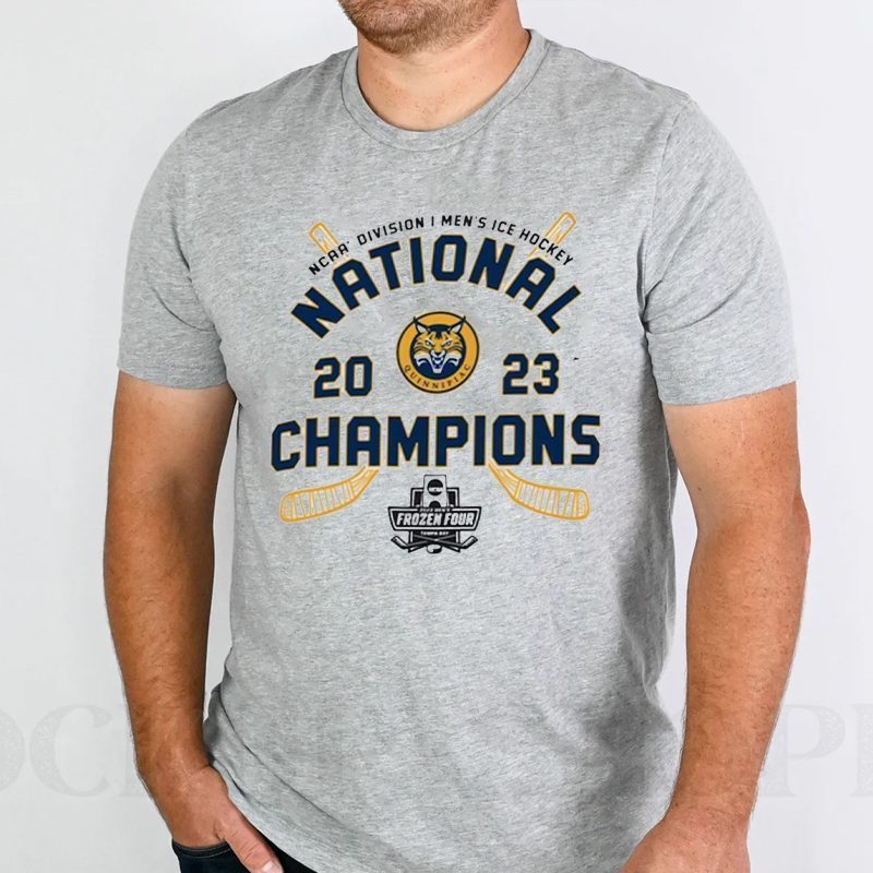 Quinnipiac Bobcats Champion 2023 Ncaa Men’s Ice Hockey National Champions Locker Room T-Shirts