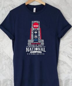UConn Huskies 2023 National Champions Players Names Trophy shirts