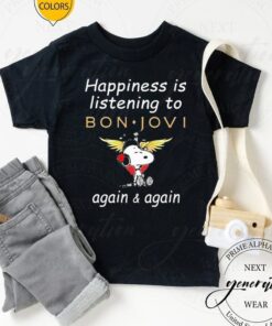 snoopy Happiness is listening to bon jovi again again t-shirt