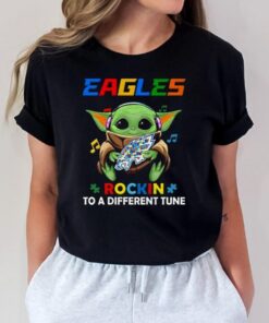 Baby Yoda Hug Philadelphia Eagles Autism Rockin To A Different Tune shirt