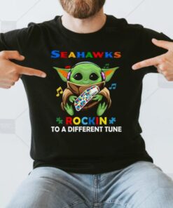 Baby Yoda Hug Seattle Seahawks Autism Rockin To A Different Tune shirt