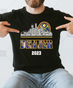 Denver Nuggets players names city skyline 2023 champions t shirts