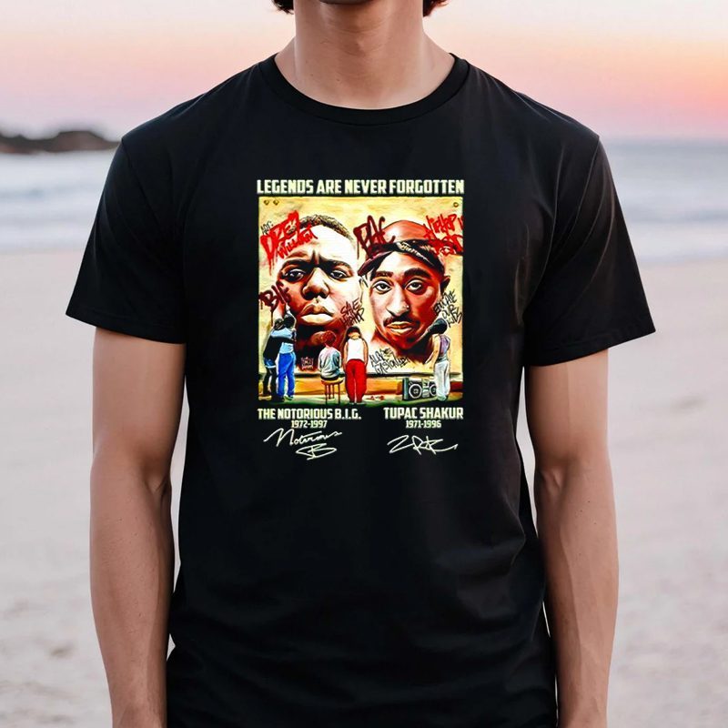 Legend are never forgotten Notorious B.I.G 1972 – 1997 and Tupac Shakur 1971 – 1996 signature tshirts