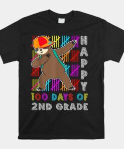 100 Days Smarter Happy 100th Day Of School Dabbing Sloth Kid Shirt