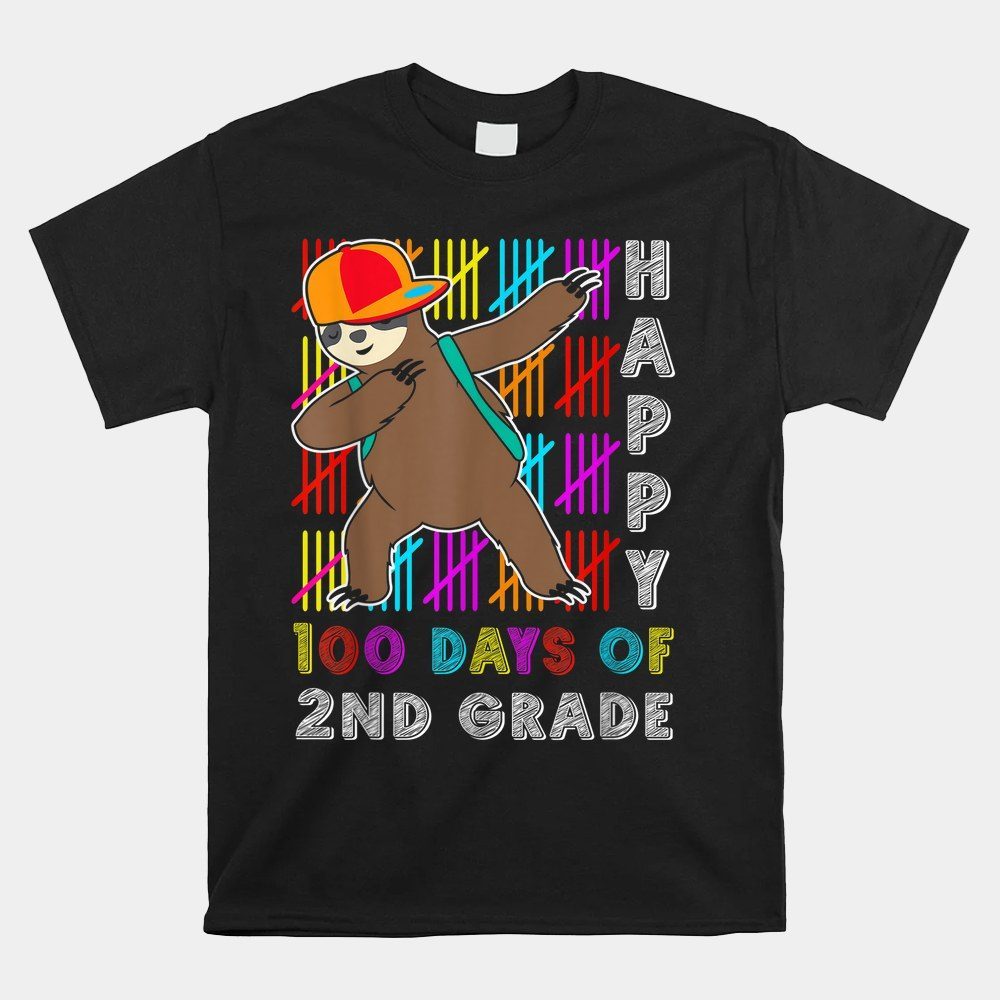 100 Days Smarter Happy 100th Day Of School Dabbing Sloth Kid Shirt