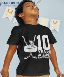 10 Years Of Being Awesome Ice Hockey 10th Birthday Shirt