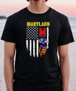 Baltimore Orioles Baltimore Ravens Maryland Terrapins logo USA flag tshirt