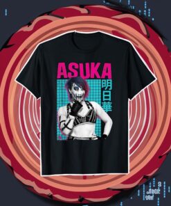 WWE Asuka Kanji Neon Colored Distressed Portrait T-Shirts