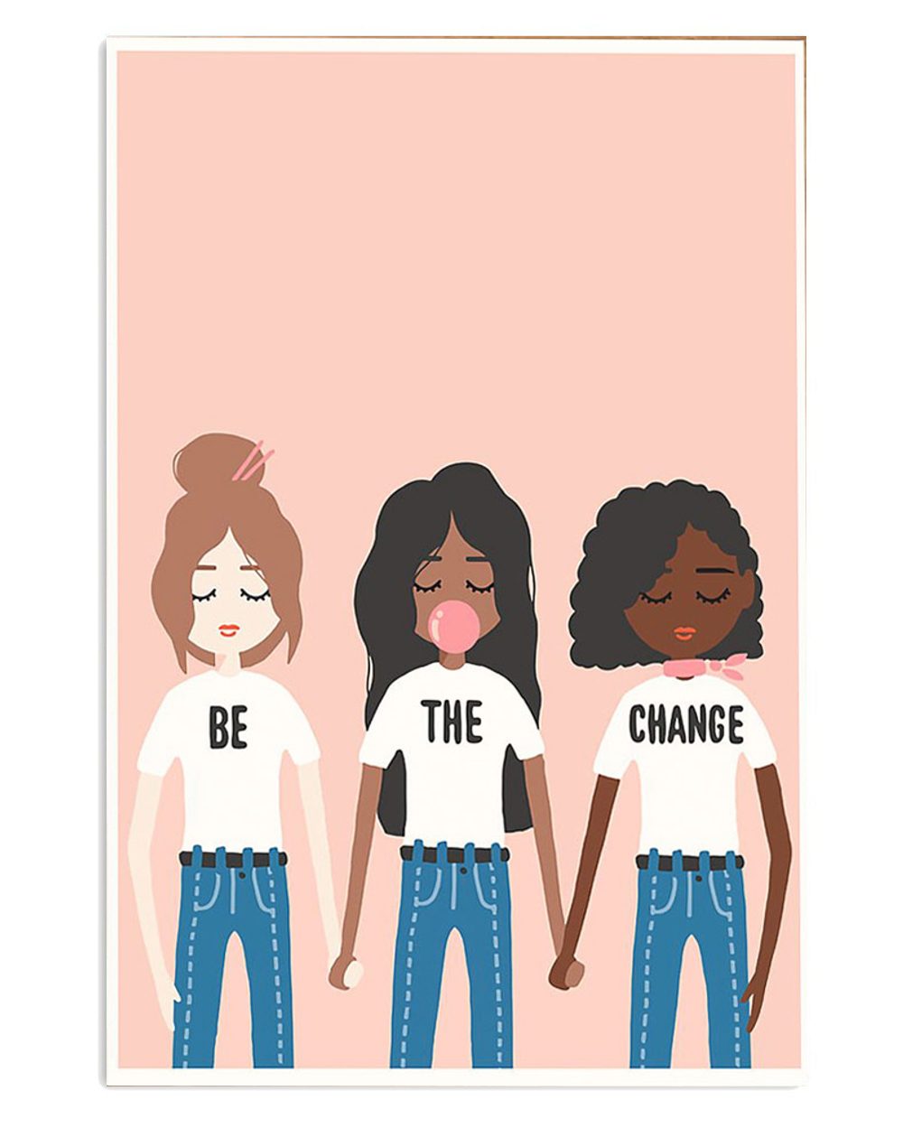 African American Afro Be The Change Different Colors Poster