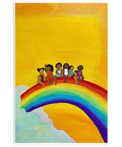 African American Afro Black Kids And Rainbow Black Girl Poster