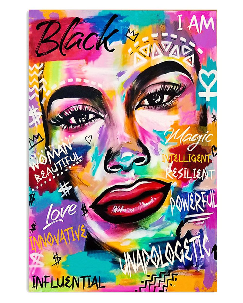 African American Afro Colorful Woman Beautiful Poster