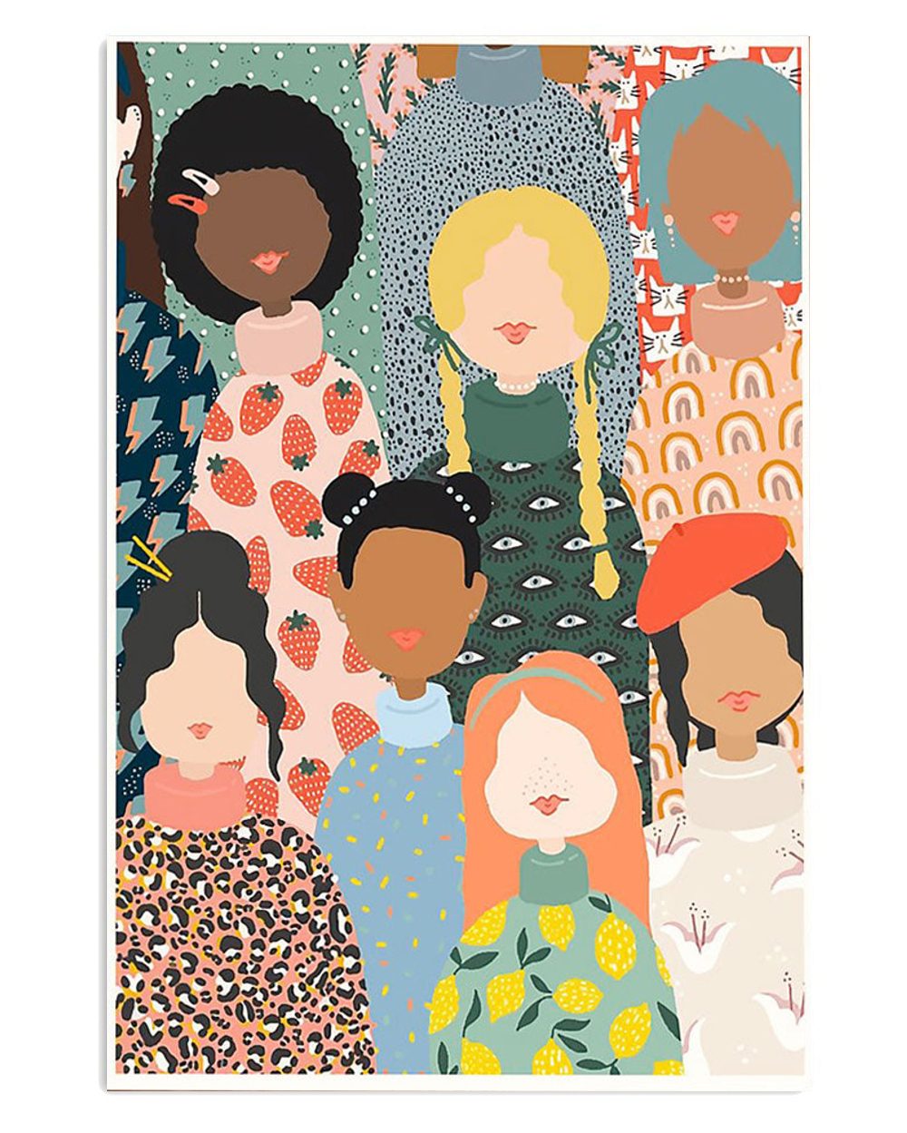 African American Afro Different Colors Girls Poster