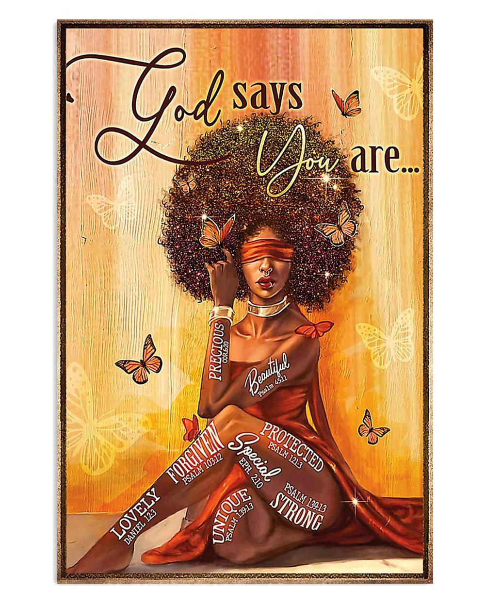 African American Afro God Says You Are Black Girl Poster