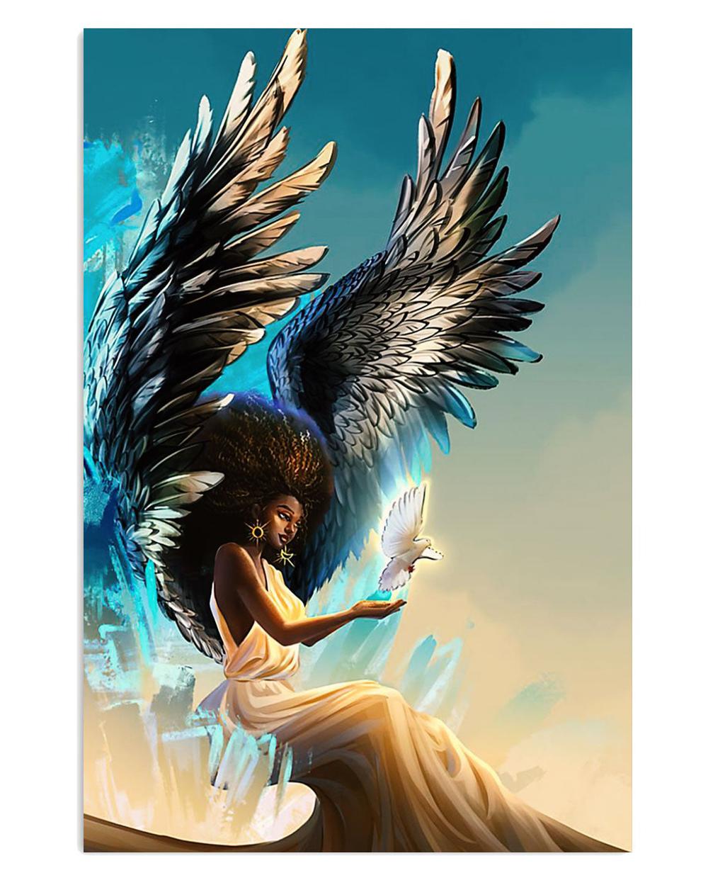 African American Afro Juneteenth Day Black Queen Eagle Wings Poster