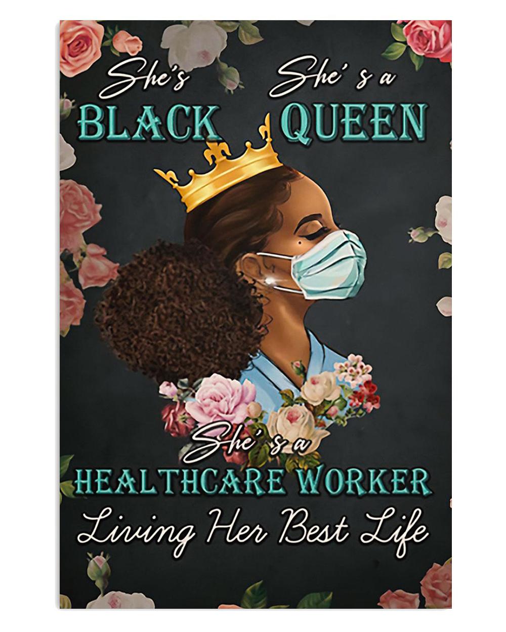 African American Afro Juneteenth Day Black Queen Healthcare Worker Poster