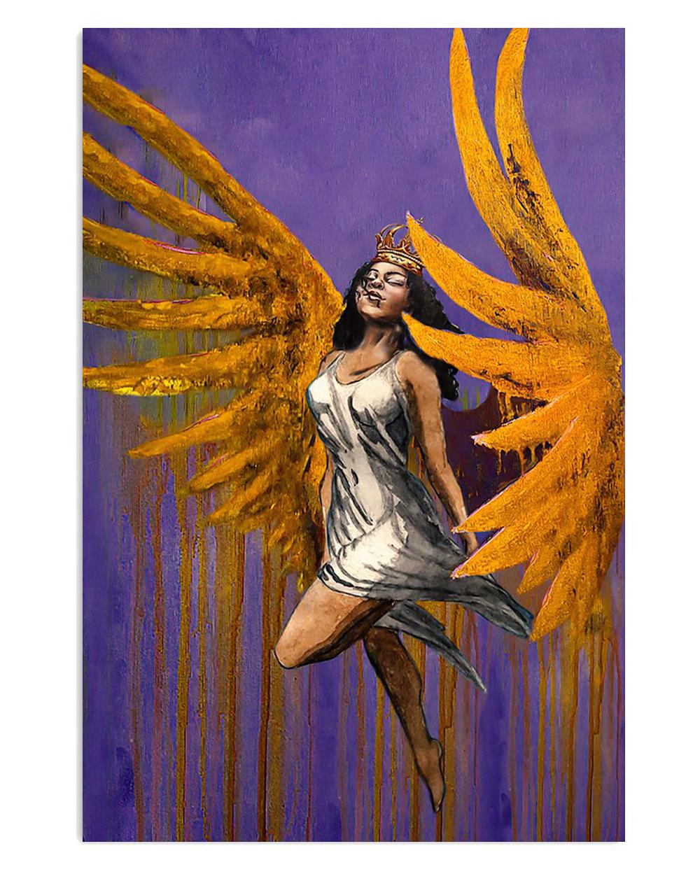 African American Afro Juneteenth Day Black Woman Golden Wing Poster