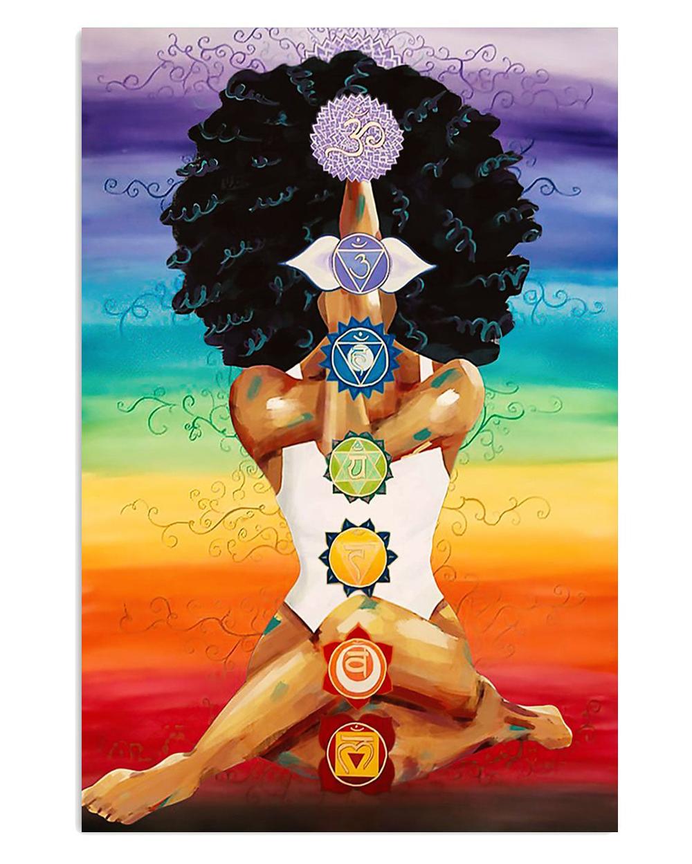 African American Afro Juneteenth Day Black Woman Yoga Chakra Poster