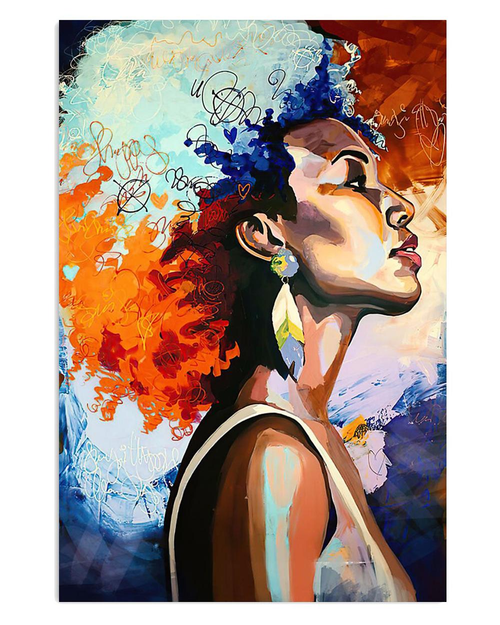 African American Afro Juneteenth Day Colorful Girl Poster